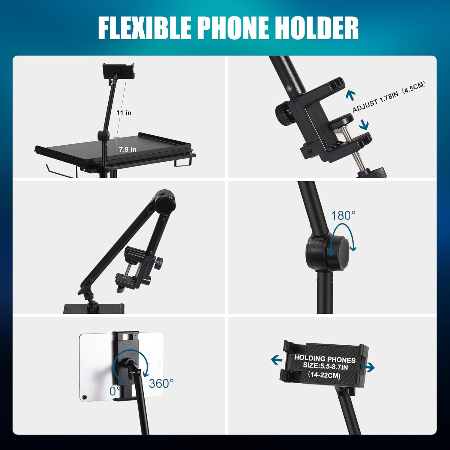 POARMEEY Premium Tattoo Salon Tray Adjustable Double Tier Tattoo Workstation with Wheels for Studio